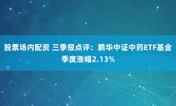 股票场内配资 三季报点评：鹏华中证中药ETF基金季度涨幅2.13%