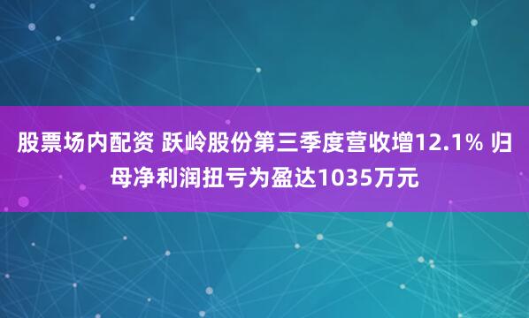 股票场内配资 跃岭股份第三季度营收增12.1% 归母净利润扭亏为盈达1035万元